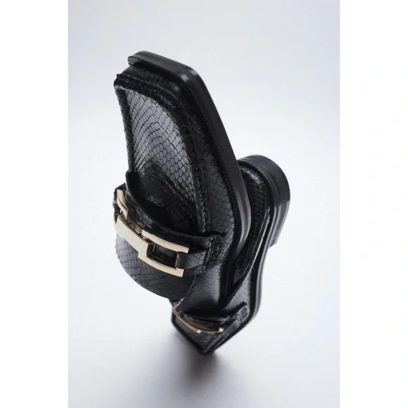 ZARA ANIMAL PRINT 100% COW LEATHER FLAT LOAFERS - Picture 9 of 9